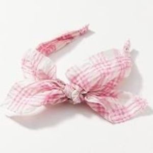 Anthropologie Pink Gingham Bow Headband